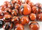 25 Glass Marbles BENGAL TIGER Orange/Brown Stripe Shooter vtg style game Swirl